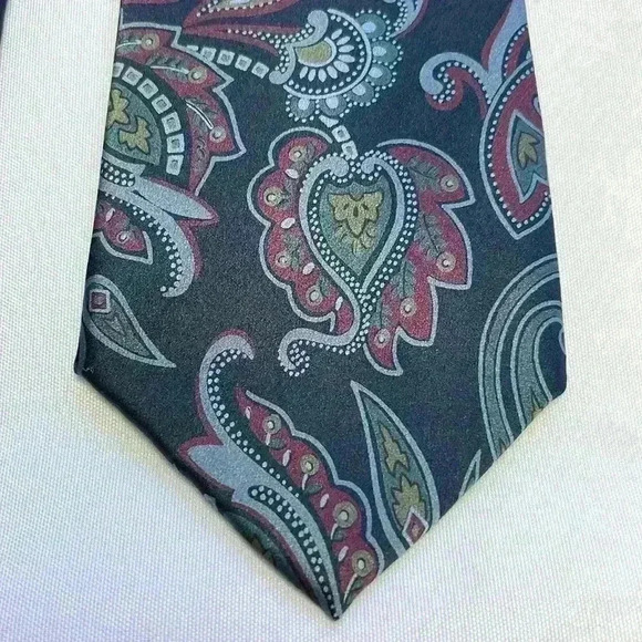 Christian Dior Mens Silk Tie Lot of 2 Made in USA Abstract Pattern Blue Red - Picture 3 of 8